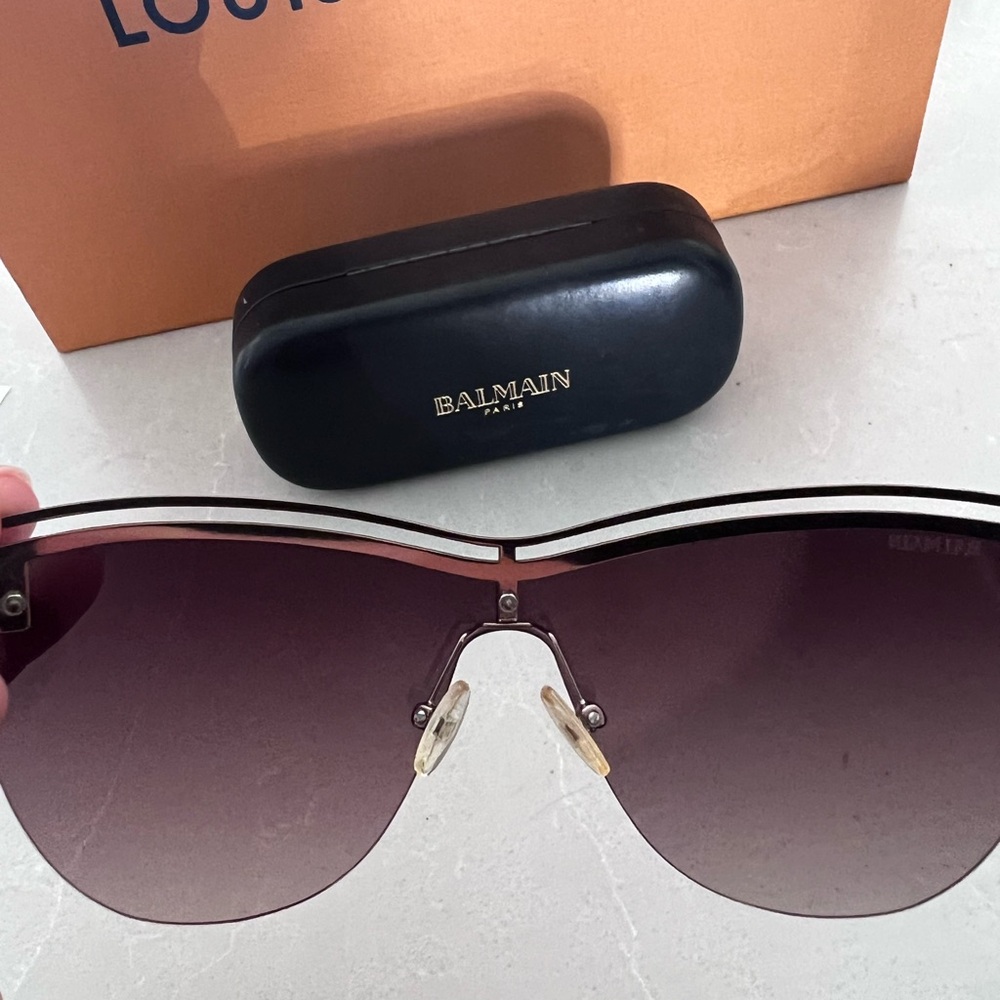 Balmain Cat eye glasses White and Gold with light brown lenses